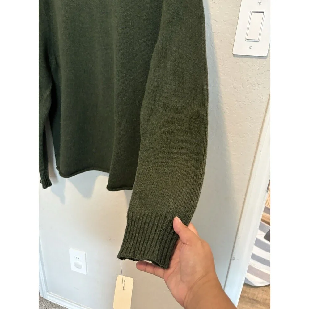 J. Crew Oarsman 100% Lambswool Mens Rollneck Sweater Size Large Fisherman Green